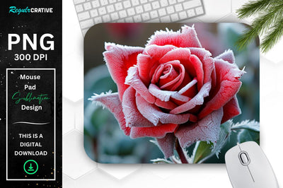 Beautiful Frost Rose Mouse Pad Sublimation Regulrcrative 