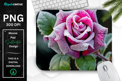 Beautiful Frost Rose Mouse Pad Sublimation Regulrcrative 