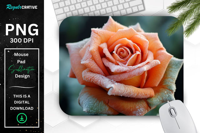 Beautiful Frost Rose Mouse Pad Sublimation Regulrcrative 