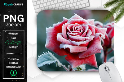 Beautiful Frost Rose Mouse Pad Sublimation Regulrcrative 