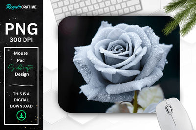 Beautiful Frost Rose Mouse Pad Sublimation Regulrcrative 