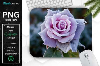 Beautiful Frost Rose Mouse Pad Sublimation Regulrcrative 