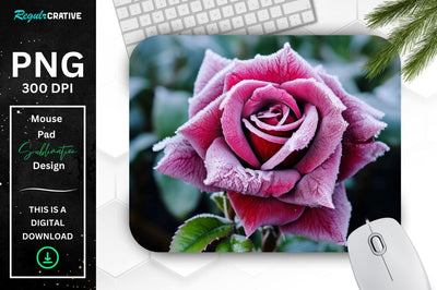 Beautiful Frost Rose Mouse Pad Sublimation Regulrcrative 