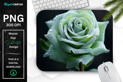 Beautiful Frost Rose Mouse Pad Sublimation Regulrcrative 