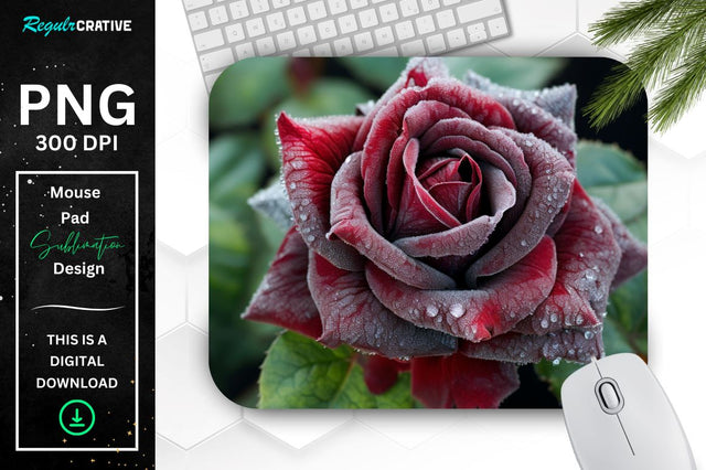 Beautiful Frost Rose Mouse Pad Sublimation Regulrcrative 