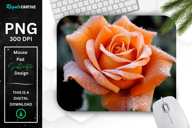 Beautiful Frost Rose Mouse Pad Sublimation Regulrcrative 