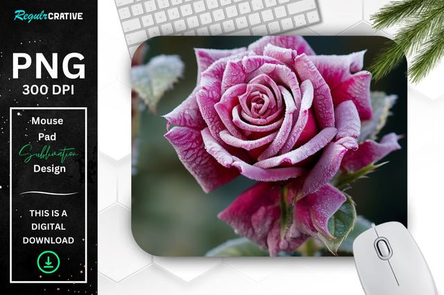 Beautiful Frost Rose Mouse Pad Sublimation Regulrcrative 