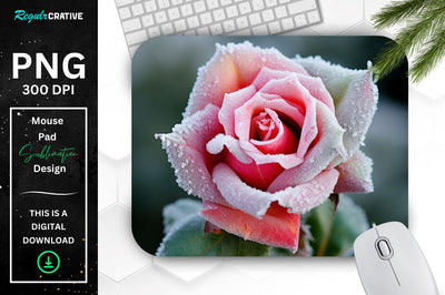 Beautiful Frost Rose Mouse Pad Sublimation Regulrcrative 