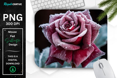 Beautiful Frost Rose Mouse Pad Sublimation Regulrcrative 