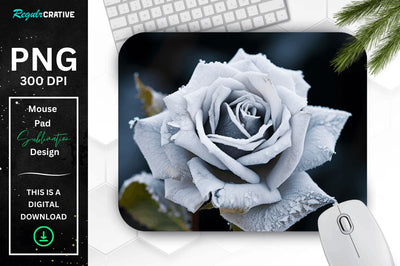 Beautiful Frost Rose Mouse Pad Sublimation Regulrcrative 