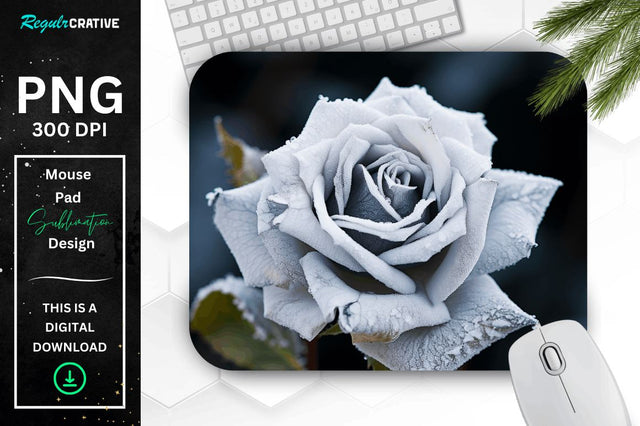 Beautiful Frost Rose Mouse Pad Sublimation Regulrcrative 