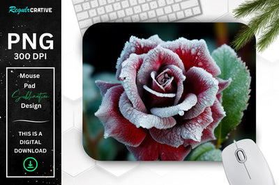 Beautiful Frost Rose Mouse Pad Sublimation Regulrcrative 