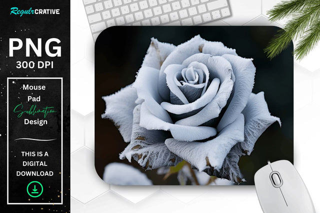 Beautiful Frost Rose Mouse Pad Sublimation Regulrcrative 