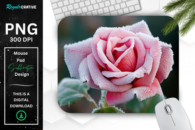 Beautiful Frost Rose Mouse Pad Sublimation Regulrcrative 