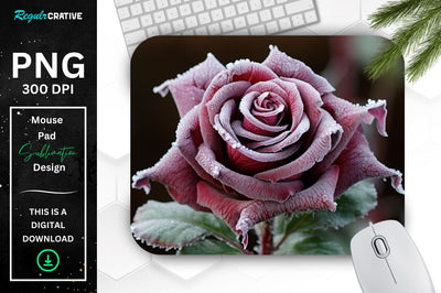 Beautiful Frost Rose Mouse Pad Sublimation Regulrcrative 
