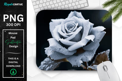 Beautiful Frost Rose Mouse Pad Sublimation Regulrcrative 