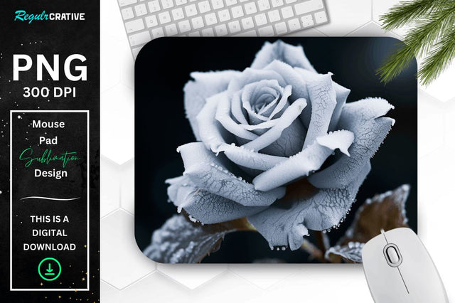 Beautiful Frost Rose Mouse Pad Sublimation Regulrcrative 