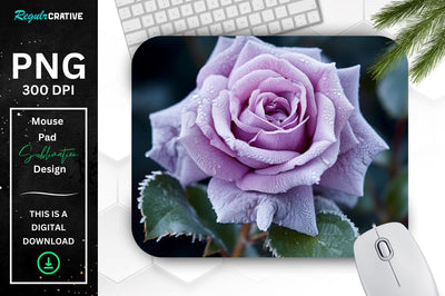 Beautiful Frost Rose Mouse Pad Sublimation Regulrcrative 