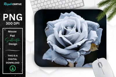 Beautiful Frost Rose Mouse Pad Sublimation Regulrcrative 