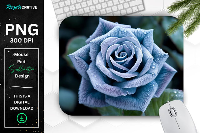 Beautiful Frost Rose Mouse Pad Sublimation Regulrcrative 