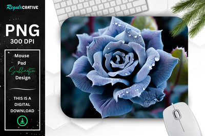 Beautiful Frost Rose Mouse Pad Sublimation Regulrcrative 