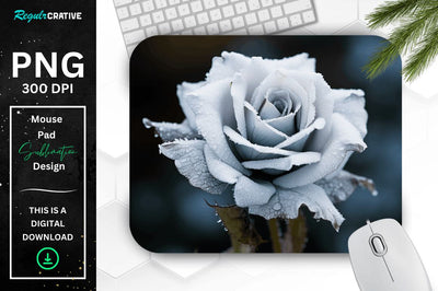 Beautiful Frost Rose Mouse Pad Sublimation Regulrcrative 