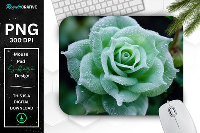 Beautiful Frost Rose Mouse Pad Sublimation Regulrcrative 