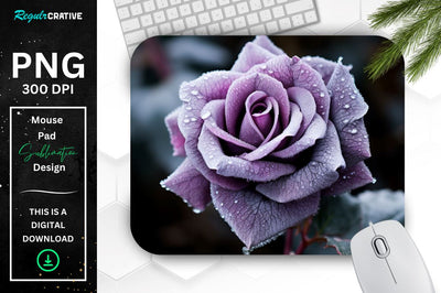 Beautiful Frost Rose Mouse Pad Sublimation Regulrcrative 