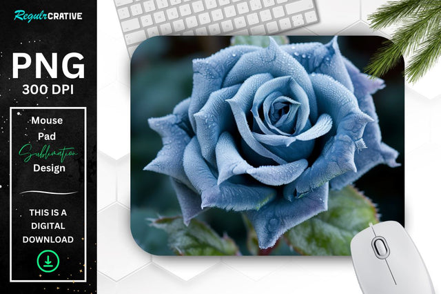 Beautiful Frost Rose Mouse Pad Sublimation Regulrcrative 