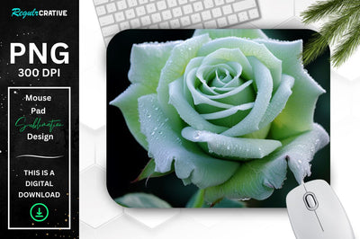 Beautiful Frost Rose Mouse Pad Sublimation Regulrcrative 