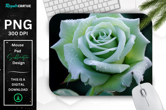 Beautiful Frost Rose Mouse Pad Sublimation Regulrcrative 