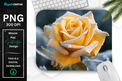 Beautiful Frost Rose Mouse Pad Sublimation Regulrcrative 