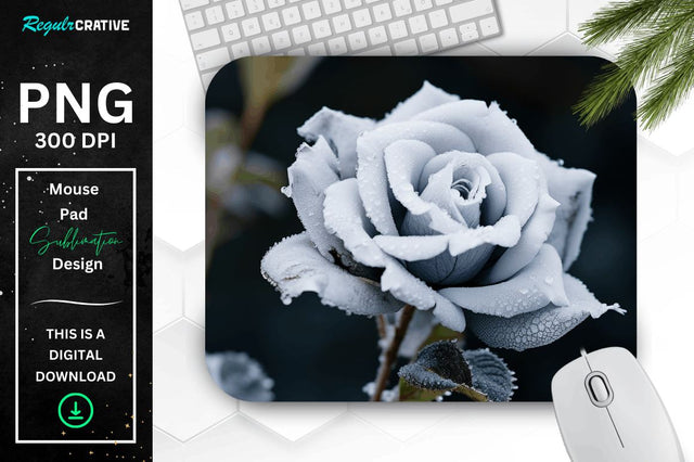 Beautiful Frost Rose Mouse Pad Sublimation Regulrcrative 