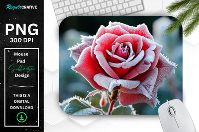 Beautiful Frost Rose Mouse Pad Sublimation Regulrcrative 