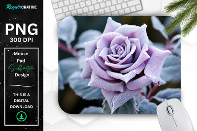 Beautiful Frost Rose Mouse Pad Sublimation Regulrcrative 