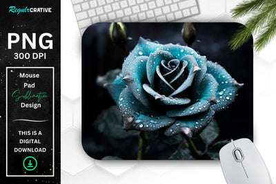 Beautiful Frost Rose Mouse Pad Sublimation Regulrcrative 