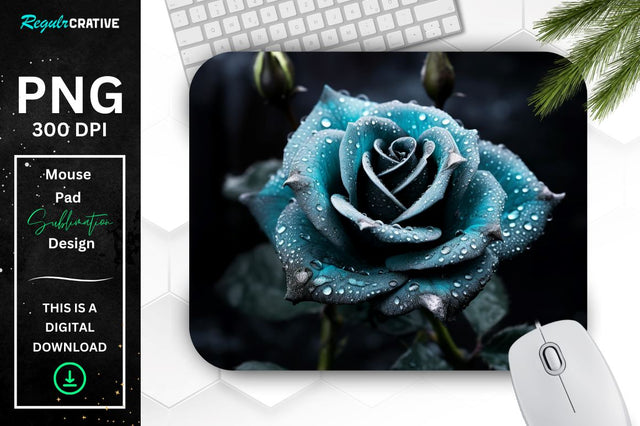 Beautiful Frost Rose Mouse Pad Sublimation Regulrcrative 
