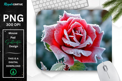 Beautiful Frost Rose Mouse Pad Sublimation Regulrcrative 