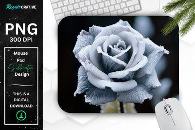 Beautiful Frost Rose Mouse Pad Sublimation Regulrcrative 