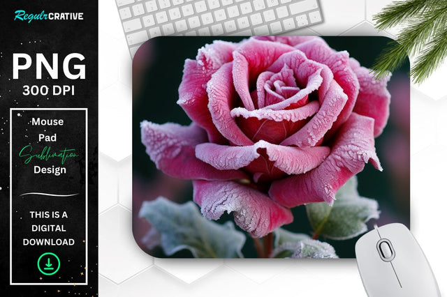 Beautiful Frost Rose Mouse Pad Sublimation Regulrcrative 
