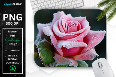 Beautiful Frost Rose Mouse Pad Sublimation Regulrcrative 