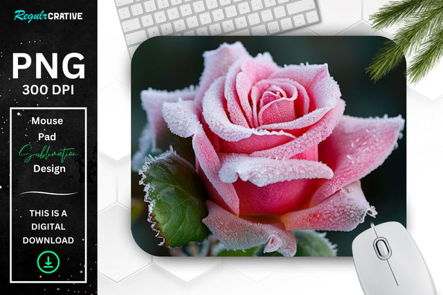 Beautiful Frost Rose Mouse Pad Sublimation Regulrcrative 