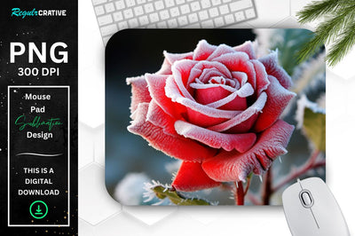 Beautiful Frost Rose Mouse Pad Sublimation Regulrcrative 