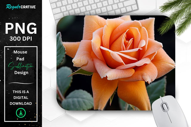 Beautiful Frost Rose Mouse Pad Sublimation Regulrcrative 