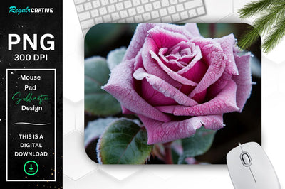 Beautiful Frost Rose Mouse Pad Sublimation Regulrcrative 