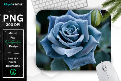Beautiful Frost Rose Mouse Pad Sublimation Regulrcrative 