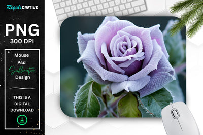 Beautiful Frost Rose Mouse Pad Sublimation Regulrcrative 