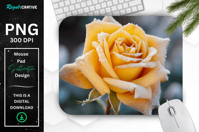 Beautiful Frost Rose Mouse Pad Sublimation Regulrcrative 
