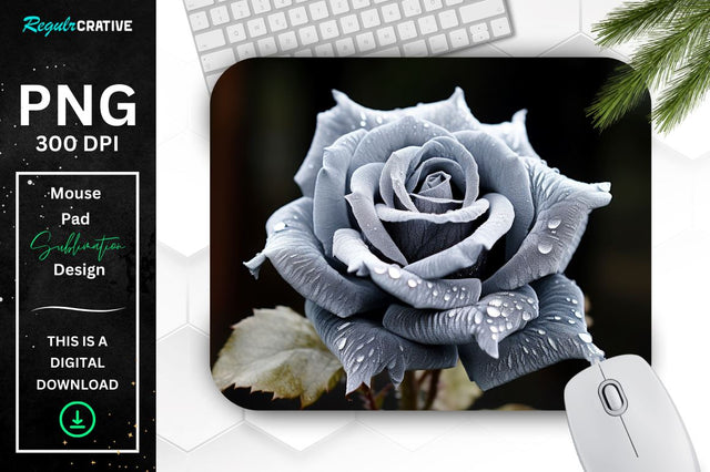 Beautiful Frost Rose Mouse Pad Sublimation Regulrcrative 