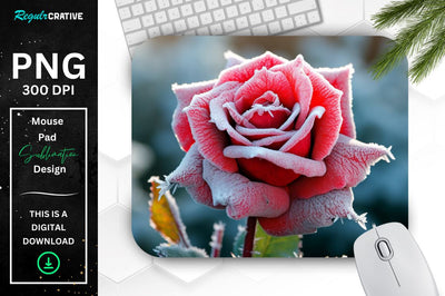 Beautiful Frost Rose Mouse Pad Sublimation Regulrcrative 